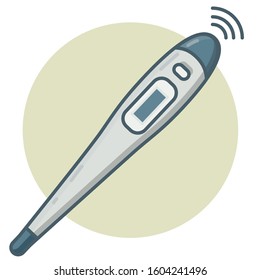 Medical digital thermometer isolated flat icon vector.