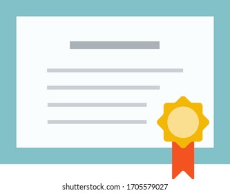 Medical Diploma With A Medal Vector Icon Flat Isolated