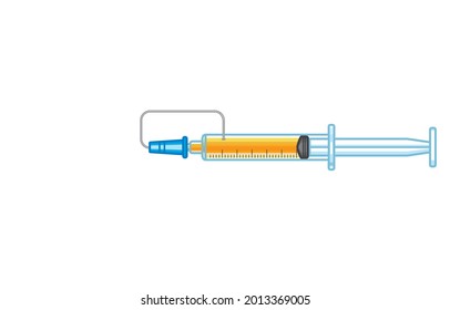 Medical disposable syringe with bent needle, Funny injection, Vaccination errors and Uncertainties, COVID-19 vaccine during coronavirus pandemic Concept. Vector illustration, Art, Isolated background.