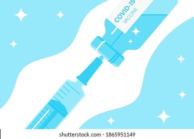 Medical disposable syringe icon with needle. Applicable for covid 19, coronavirus vaccine injection, vaccination illustration. plastic syringe with needle. Covid 19 vaccine bottle. Vector illustration