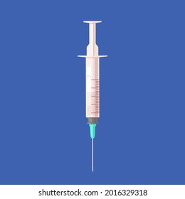 Medical disposable syringe with needle. Vector illustration