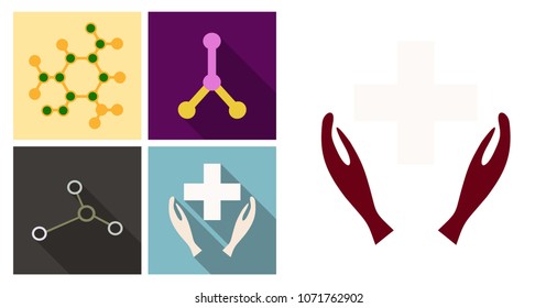 Medical Distribution Care Hands flat vector pictograph with colored versions. Color medical distribution care hands icon