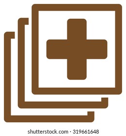 Medical Docs vector icon. Style is flat symbol, brown color, rounded angles, white background.