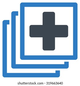 Medical Docs vector icon. Style is bicolor flat symbol, smooth blue colors, rounded angles, white background.