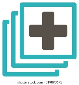 Medical Docs vector icon. Style is bicolor flat symbol, grey and cyan colors, rounded angles, white background.
