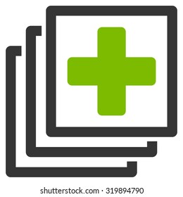 Medical Docs vector icon. Style is bicolor flat symbol, eco green and gray colors, rounded angles, white background.