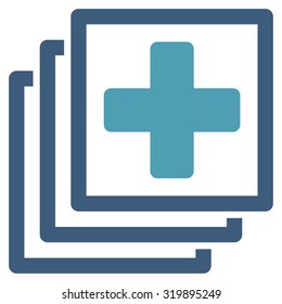 Medical Docs vector icon. Style is bicolor flat symbol, cyan and blue colors, rounded angles, white background.