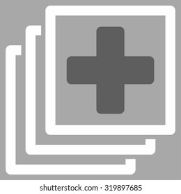 Medical Docs vector icon. Style is bicolor flat symbol, dark gray and white colors, rounded angles, silver background.