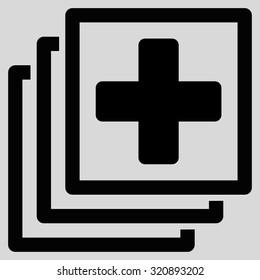 Medical Docs vector icon. Style is flat symbol, black color, rounded angles, light gray background.