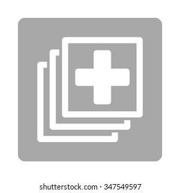 Medical Docs vector icon. Style is flat rounded square button, white and silver colors, white background.
