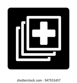 Medical Docs vector icon. Style is flat rounded square button, white and black colors, white background.