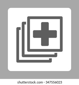 Medical Docs vector icon. Style is flat rounded square button, dark gray and white colors, silver background.
