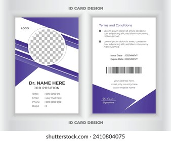 Medical doctor abstract id card template with flat design or identity card