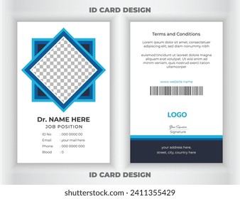 Medical doctor abstract id card template with flat design or identity card