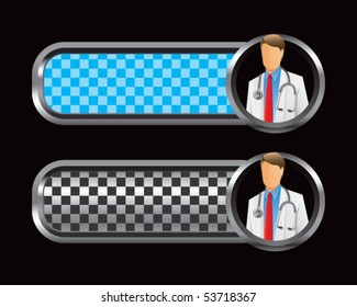 medical doctor blue and black checkered banners