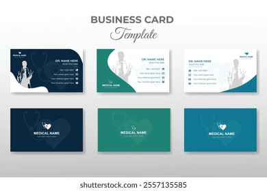 Medical doctor business card design set collection