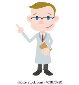 medical doctor cartoon character pointing hand sign clip art