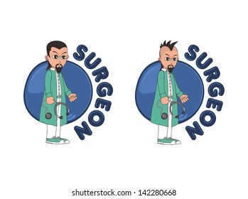 medical doctor cartoon surgeon button