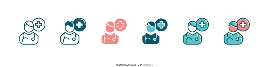 conjunto de iconos de consulta con el símbolo de cruz Ilustración vectorial de asistencia sanitaria