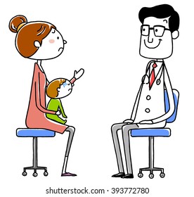 medical doctor. Examination of the infant. vector illustration.