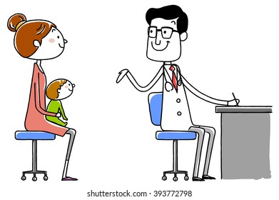 medical doctor. Examination of the infant. vector illustration.