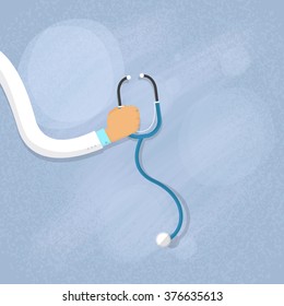 Medical Doctor Hand Holds Stethoscope Vector Illustration