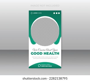 Medical doctor healthcare timeline story social media design template