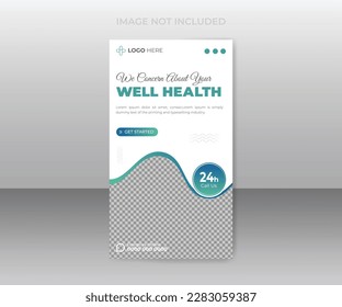 Medical doctor healthcare timeline story social media design template