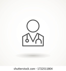 Medical Doctor Icon Male Health Care Physician With Stethoscope Around His Neck. Family Doctor - A Provider Of Patient Care Flat Design Template Vector Isolated Illustration