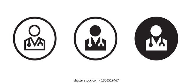 Medical Doctor Icon Male Health Care Physician With Stethoscope Around His Neck. Family Doctor - A Provider Of Patient Care Flat Design Template Vector Isolated Illustration