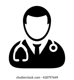 Medical Doctor Icon - Male Health Care Physician With Stethoscope Vector illustration