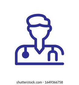 medical doctor icon over white background, thick line style, vector illustration