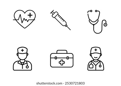 Conjunto de íconos de médicos – Símbolos de atención médica de Profesional en formato de Vector