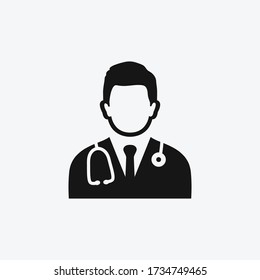 Medical Doctor Icon with Stethoscope Sign. Editable Vector EPS Symbol Illustration.