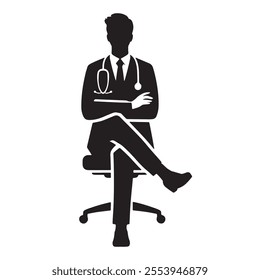 Medical doctor icon with stethoscope silhouette vector with white background. Professional doctor icon.