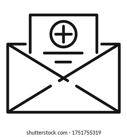 Medical doctor mail icon. Outline medical doctor mail vector icon for web design isolated on white background