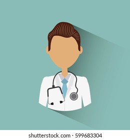 medical doctor man cartoon icon over turquoise background. colorful design. vector illustration
