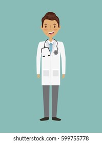 medical doctor man cartoon icon over turquoise background. colorful design. vector illustration