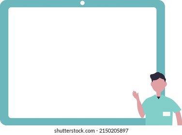 Medical doctor man and frame. Hospital icons. Vector illustration