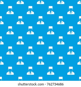 Medical doctor pattern repeat seamless in blue color for any design. Vector geometric illustration