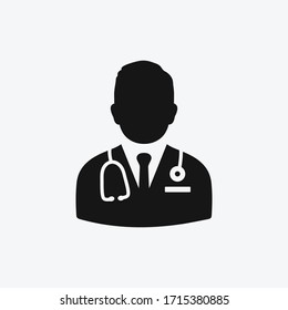 Medical Doctor, Physician Icon with Stethoscope Sign. Editable Vector EPS Symbol Illustration.
