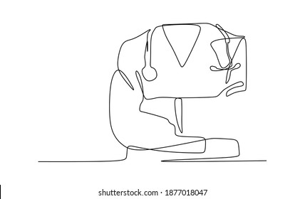 A medical doctor physician with stethoscope. Continuous one line drawing