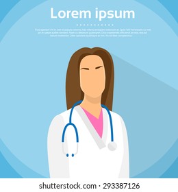 Medical Doctor Profile Icon Female Portrait Flat Design Vector Illustration