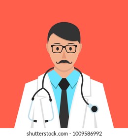 Medical doctor profile icon. Male doctor avatar. Vector illustration.