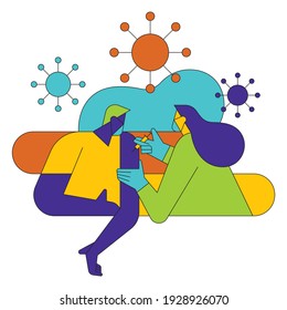 Medical doctor in protective suit and mask, process of immunization against covid-19. Vector illustration.
