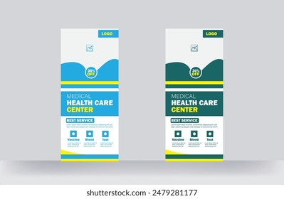 Medical doctor rack card healthcare flyer roll up banner design template