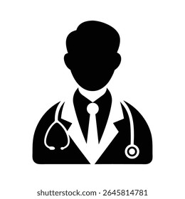 Medical Doctor Silhouette Icon with Stethoscope