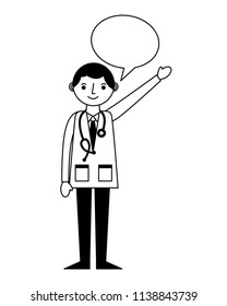 medical doctor with speech bubble