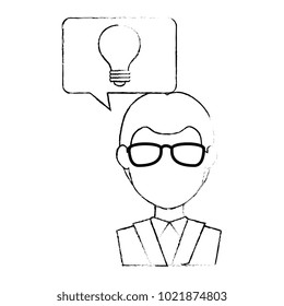 medical doctor with speech bubble and bulb