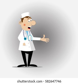 medical doctor with stethoscope offers to go to counseling. vector illustration